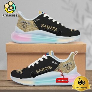 NFL New Orleans Saints Team Logo Custom Women's Rainbow Atmospheric Cushion Running Shoes