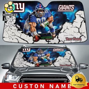 NFL New York Giants Mascot Locked And Loaded Custom Auto Sun Shade