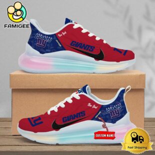 NFL New York Giants Team Logo Custom Women's Rainbow Atmospheric Cushion Running Shoes