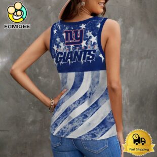 NFL New York Giants USA Flag Graphic Women V-Neck Ribbed Tank Top