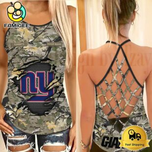 NFL New York Giants Women’s Camo Custom Criss Cross Back Tank Top