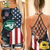 NFL New York Jets American Flag Criss Cross Back Tank Top