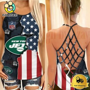 NFL New York Jets American Flag Criss Cross Back Tank Top