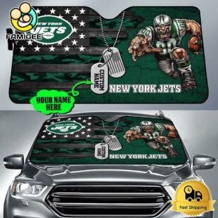 NFL New York Jets Mascot Breaks Through The Line Custom Auto Sun Shade