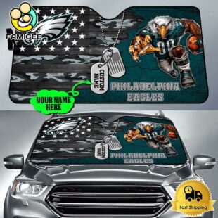 NFL Philadelphia Eagles Mascot Breaks Through The Line Custom Auto Sun Shade