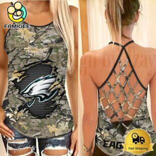 NFL Philadelphia Eagles Women’s Camo Custom Criss Cross Back Tank Top