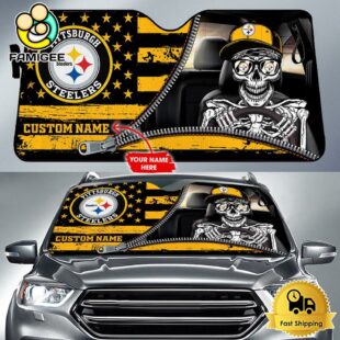 NFL Pittsburgh Steelers Skeleton Funny Custom Auto Sun Shade