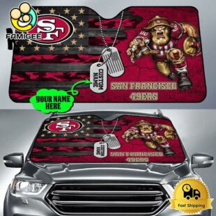NFL San Francisco 49ers Mascot Breaks Through The Line Custom Auto Sun Shade