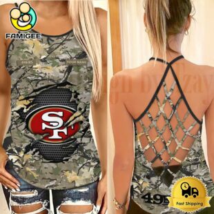 NFL San Francisco 49ers Women’s Camo Custom Criss Cross Back Tank Top
