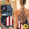 NFL Seattle Seahawks American Flag Criss Cross Back Tank Top