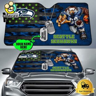 NFL Seattle Seahawks Mascot Breaks Through The Line Custom Auto Sun Shade