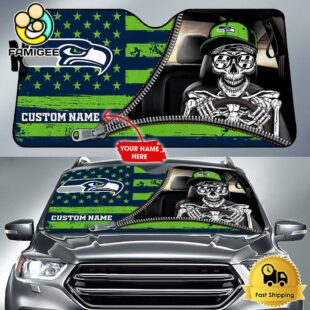NFL Seattle Seahawks Skeleton Funny Custom Auto Sun Shade
