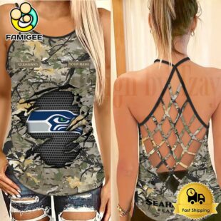 NFL Seattle Seahawks Women’s Camo Custom Criss Cross Back Tank Top