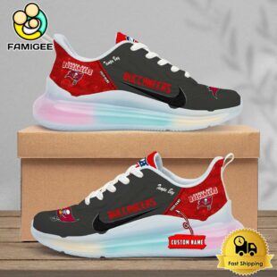 NFL Tampa Bay Buccaneers Team Logo Custom Women's Rainbow Atmospheric Cushion Running Shoes
