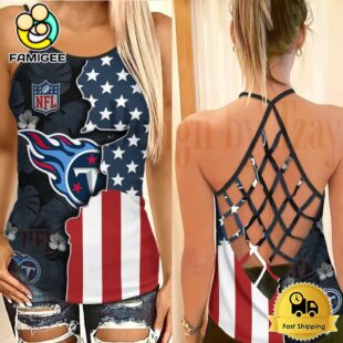 NFL Tennessee Titans American Flag Criss Cross Back Tank Top