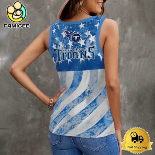 NFL Tennessee Titans USA Flag Graphic Women V-Neck Ribbed Tank Top