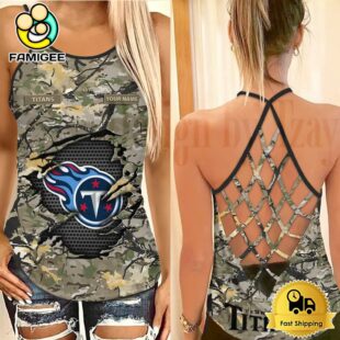 NFL Tennessee Titans Women’s Camo Custom Criss Cross Back Tank Top