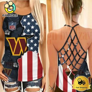 NFL Washington Commanders American Flag Criss Cross Back Tank Top
