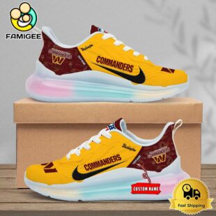 NFL Washington Commanders Team Logo Custom Women's Rainbow Atmospheric Cushion Running Shoes