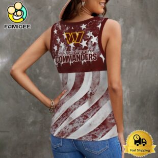 NFL Washington Commanders USA Flag Graphic Women V-Neck Ribbed Tank Top