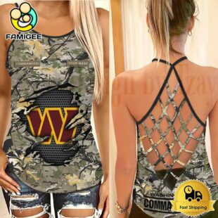 NFL Washington Commanders Women’s Camo Custom Criss Cross Back Tank Top