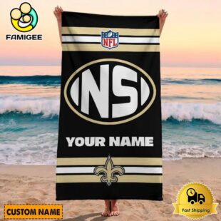 Orleans Saints Bold NFL Logo Custom Beach Towel