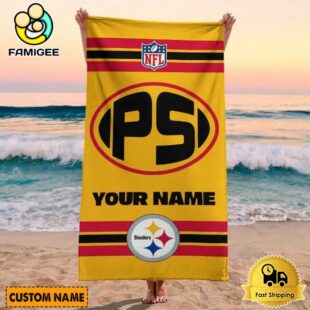 Pittsburgh Steelers Bold NFL Logo Custom Beach Towel