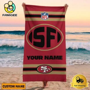 San Francisco 49Ers Bold NFL Logo Custom Beach Towel