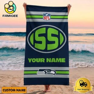 Seattle Seahawks Bold NFL Logo Custom Beach Towel