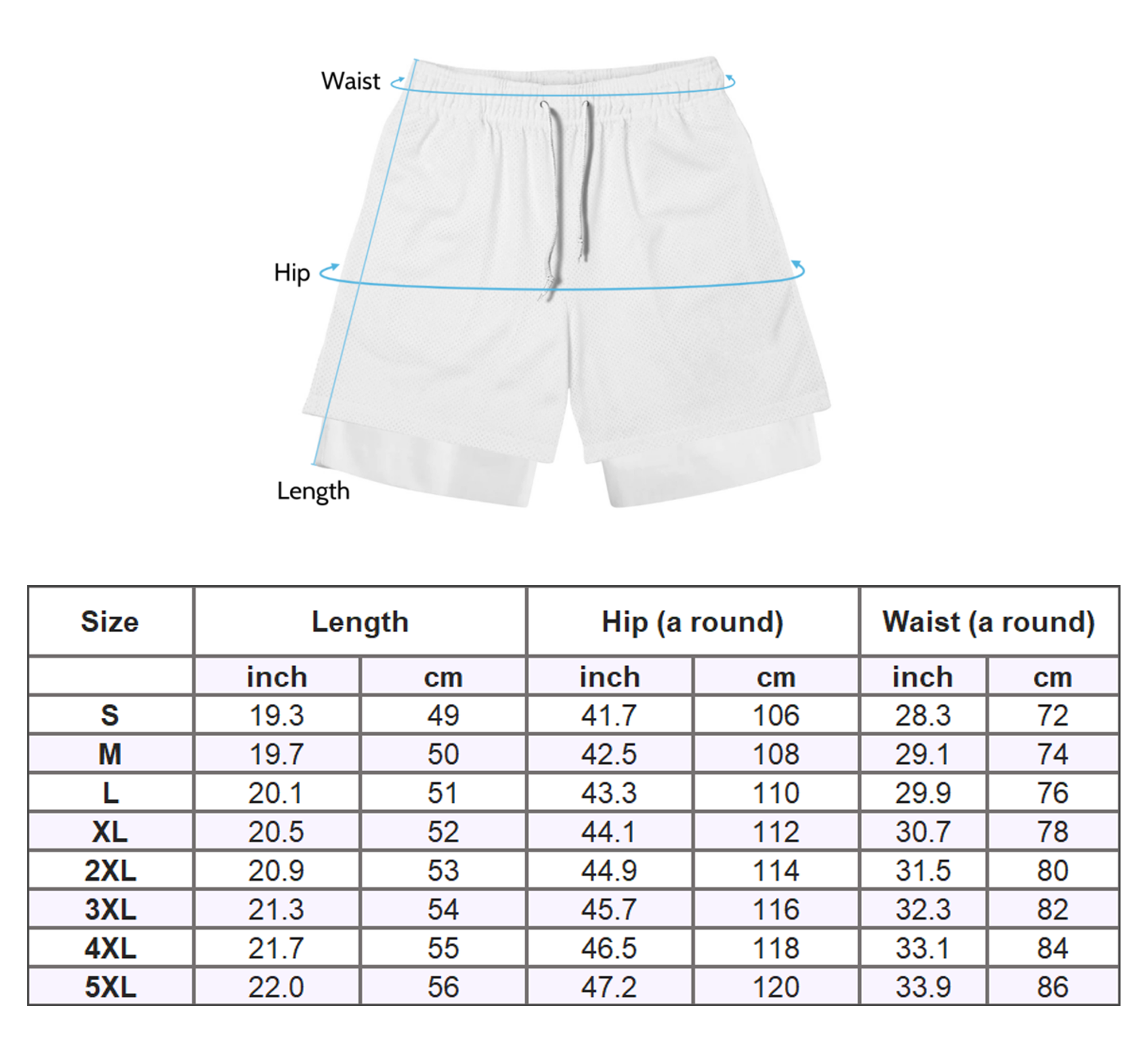 Size Double deck Sport Shorts