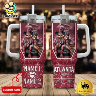 Atlanta Falcons NFL Mickey And Minnie Couple Custom 40oz Stanley Cup Tumbler