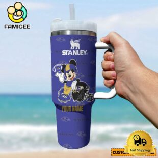 Baltimore Ravens NFL Mickey Mouse Custom 40oz Stanley Cup Tumbler