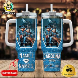 Carolina Panthers NFL Mickey And Minnie Couple Custom 40oz Stanley Cup Tumbler