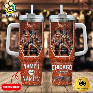 Chicago Bears NFL Mickey And Minnie Couple Custom 40oz Stanley Cup Tumbler
