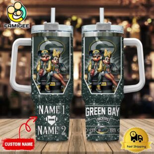 Green Bay Packers NFL Mickey And Minnie Couple Custom 40oz Stanley Cup Tumbler