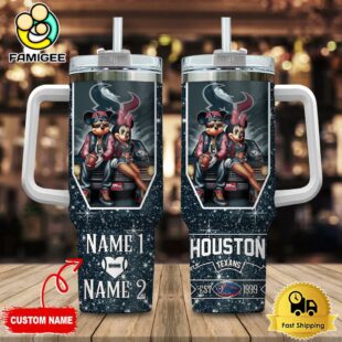 Houston Texans NFL Mickey And Minnie Couple Custom 40oz Stanley Cup Tumbler