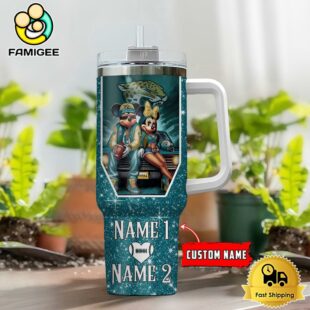 Jacksonville Jaguars NFL Mickey And Minnie Couple Custom 40oz Stanley Cup Tumbler