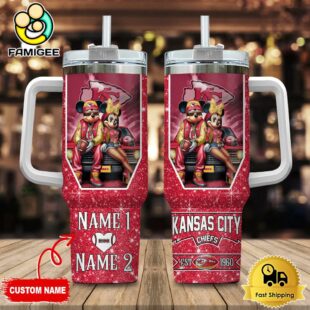 Kansas City Chiefs NFL Mickey And Minnie Couple Custom 40oz Stanley Cup Tumbler