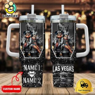 Las Vegas Raiders NFL Mickey And Minnie Couple Custom 40oz Stanley Cup Tumbler