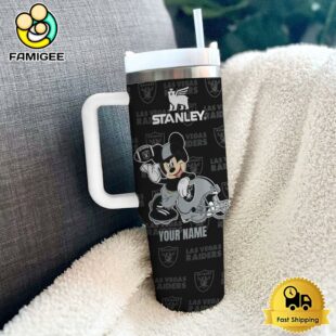 Las Vegas Raiders NFL Mickey Mouse Custom 40oz Stanley Cup Tumbler