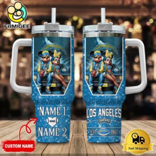 Los Angeles Chargers NFL Mickey And Minnie Couple Custom 40oz Stanley Cup Tumbler
