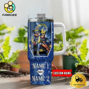 Los Angeles Rams NFL Mickey And Minnie Couple Custom 40oz Stanley Cup Tumbler