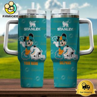 Miami Dolphins NFL Mickey Mouse Custom 40oz Stanley Cup Tumbler