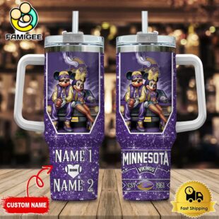 Minnesota Vikings NFL Mickey And Minnie Couple Custom 40oz Stanley Cup Tumbler