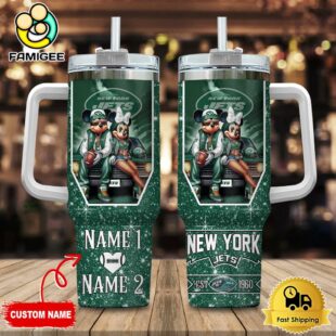 New York Jets NFL Mickey And Minnie Couple Custom 40oz Stanley Cup Tumbler