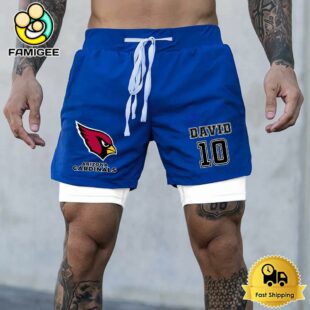 NFL Arizona Cardinals Blue Custom Name Double Sport Shorts