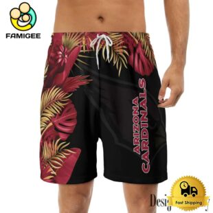 NFL Arizona Cardinals Men's Summer Hawaiian Casual Drawstring Shorts