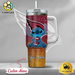 NFL Arizona Cardinals Stitch Glitter Custom 40oz Stanley Cup Tumbler