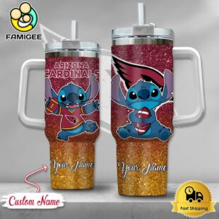 NFL Arizona Cardinals Stitch Glitter Custom 40oz Stanley Cup Tumbler