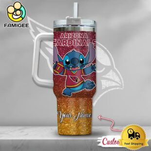 NFL Arizona Cardinals Stitch Glitter Custom 40oz Stanley Cup Tumbler